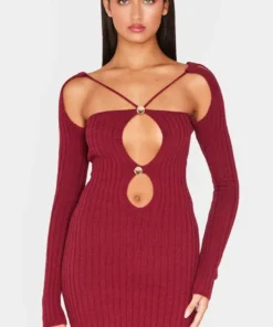 Elegant Red Sleeveless Bodycon Party Dress