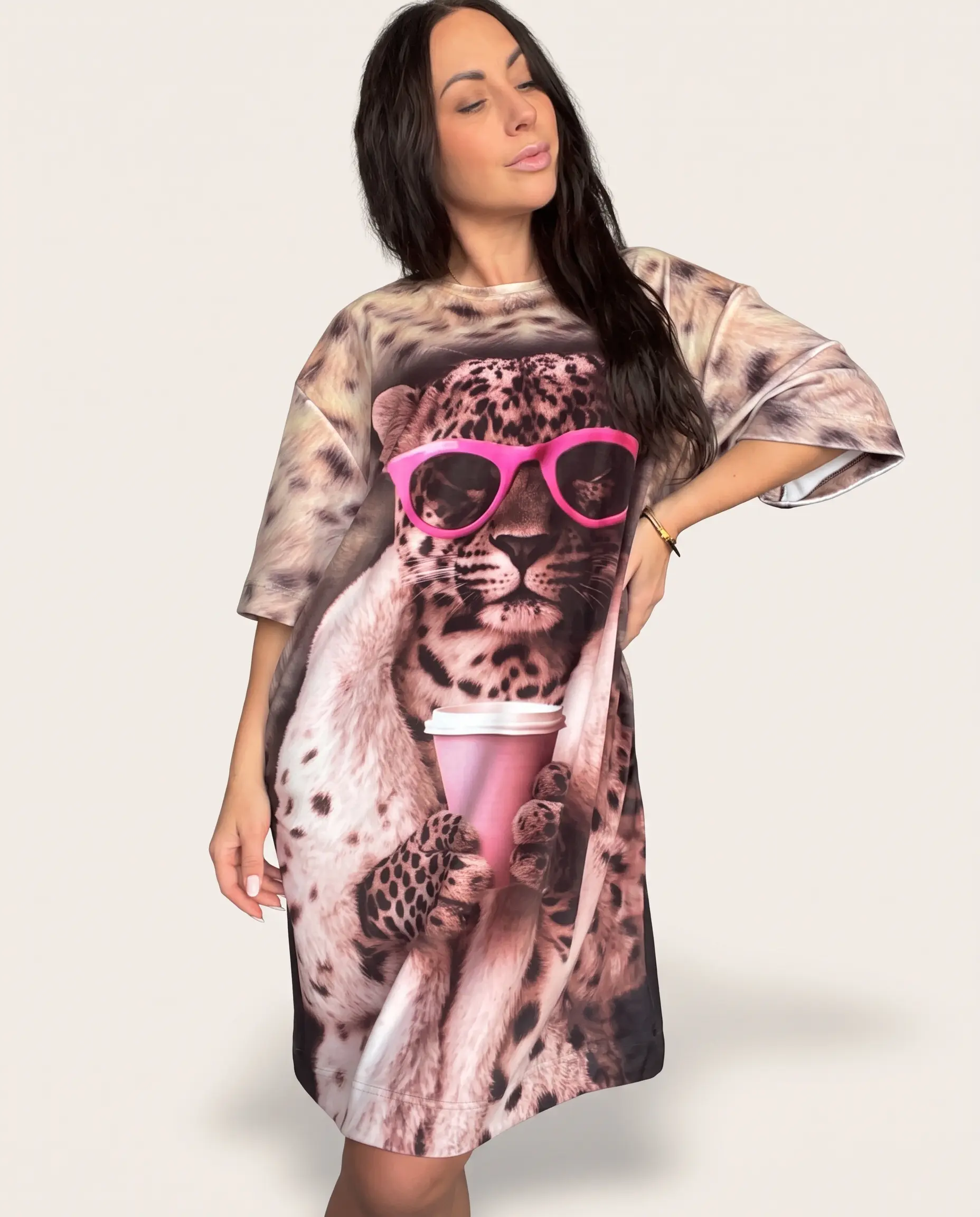 Жіноча велюрова туніка Leopard Queen